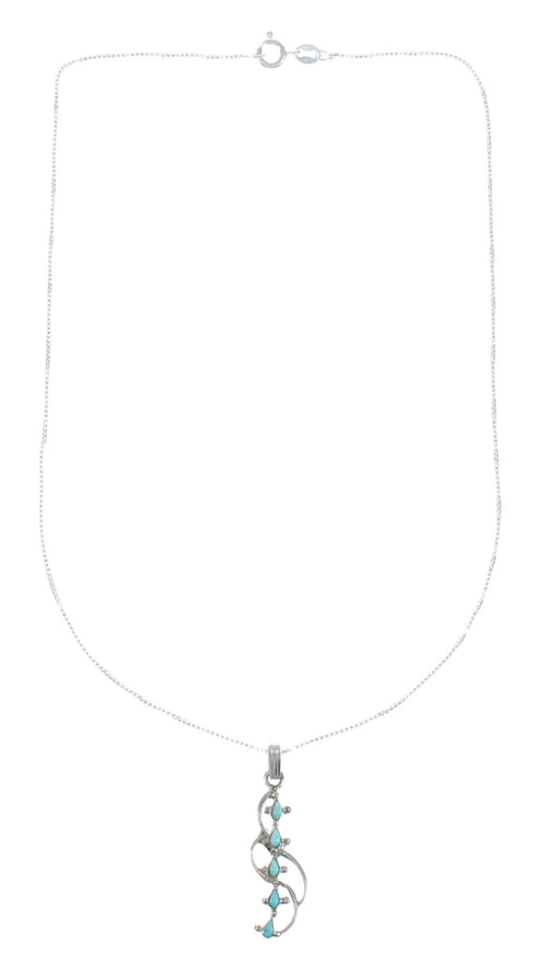 Turquoise Inlay Sterling Silver Chain Necklace Set TX10226